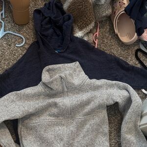 Old Navy Navy Blue Hoodie and Gray Quarter-Zip Sweatshirt